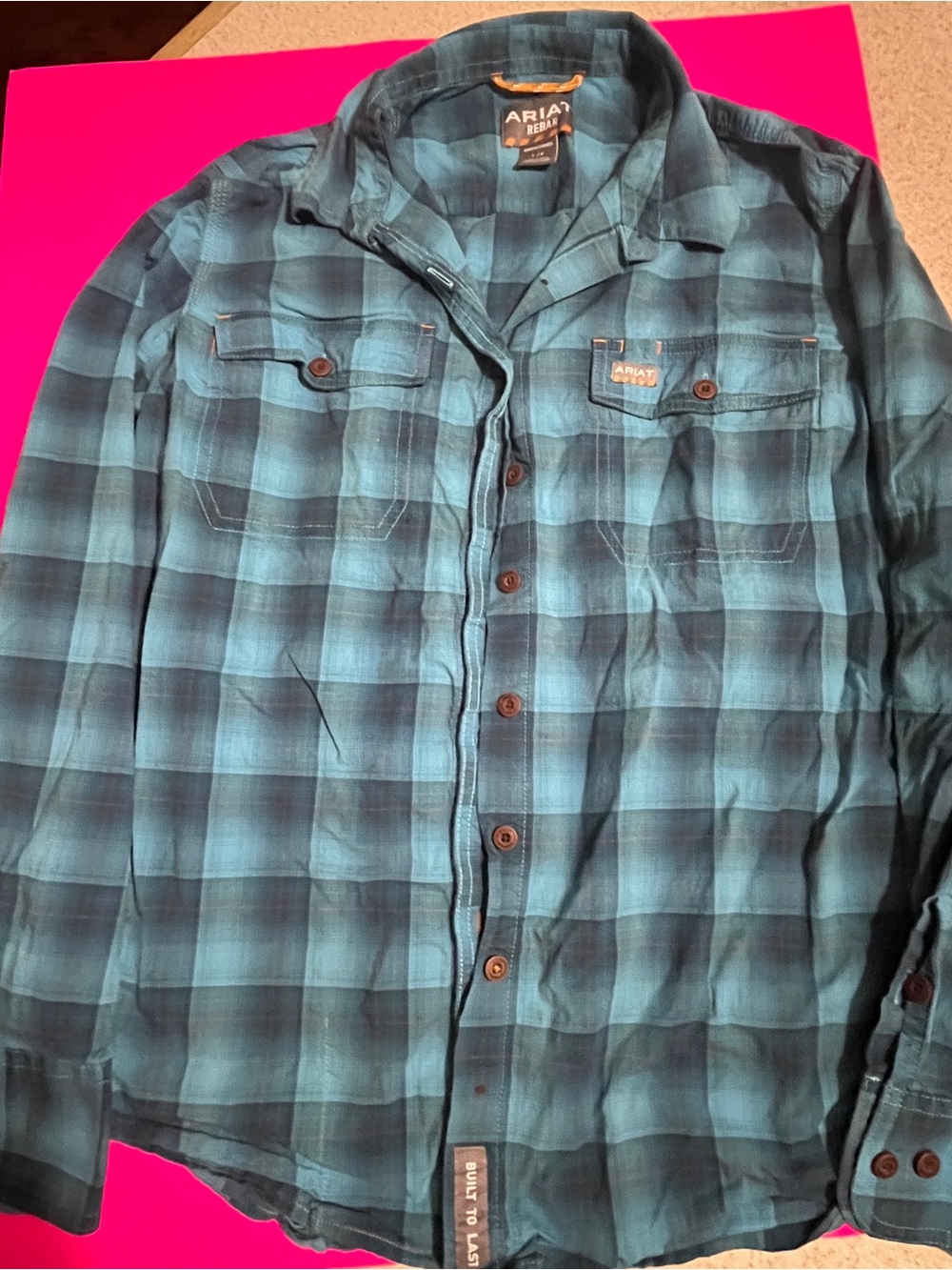 Ariat Teal and Black Plaid Lightweight Shirt Jacket